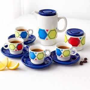 Vintage Italian Espresso Set for 4 | Weidmann Porcelain MCM Geometric Coffee Set